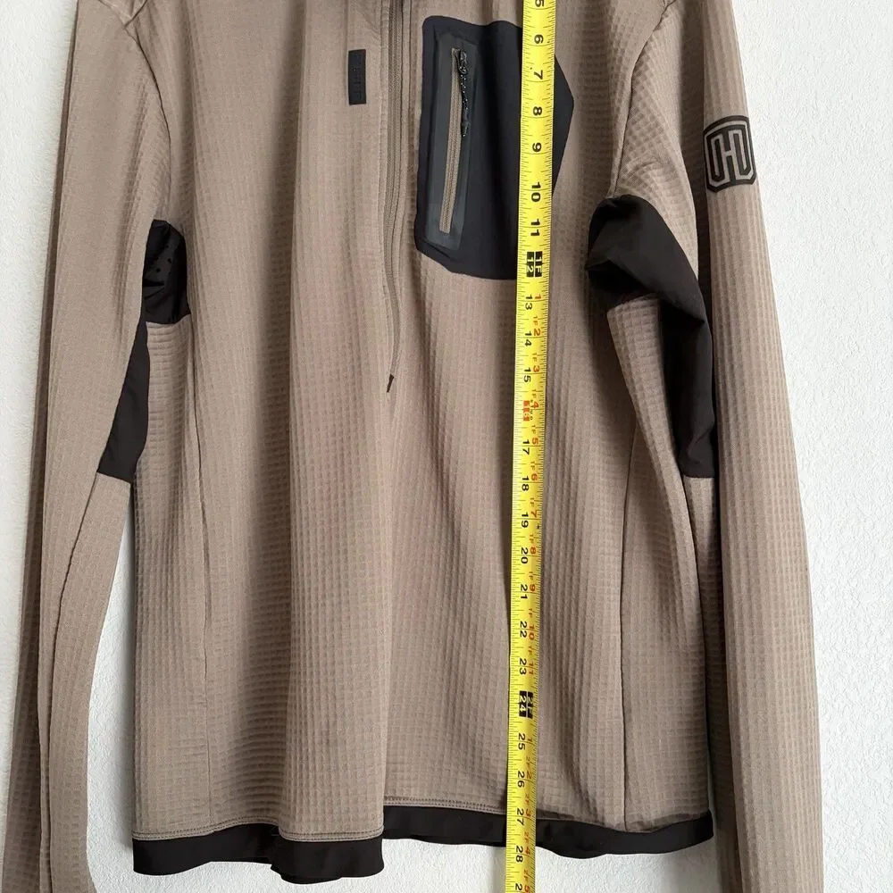 MTHD Meridian Grid Polartec Fleece Half Zip Pullover Sand Size XL